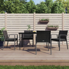 vidaXL 5-részes polyrattan és acél kerti étkezőgarnitúra párnával kerti bútor