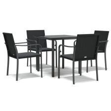 vidaXL 5-részes polyrattan és acél kerti étkezőgarnitúra párnával (3186956) kerti bútor
