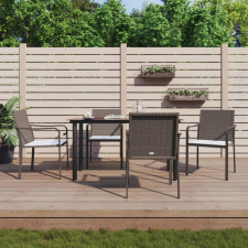 vidaXL 5-részes polyrattan és acél kerti étkezőgarnitúra párnával (3186957) kerti bútor