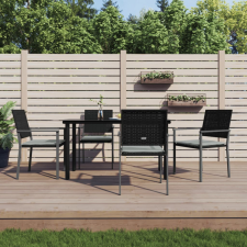 vidaXL 5-részes polyrattan és acél kerti étkezőgarnitúra párnával (3187021) kerti bútor