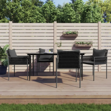 vidaXL 5-részes polyrattan és acél kerti étkezőgarnitúra párnával (3187059) kerti bútor