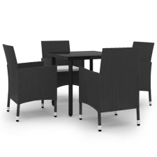 vidaXL 5 részes polyrattan és üveg kerti étkezőgarnitúra párnákkal (3099680) kerti bútor