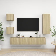 vidaXL 5 részes sonoma-tölgyszínű forgácslap TV-szekrényszett bútor