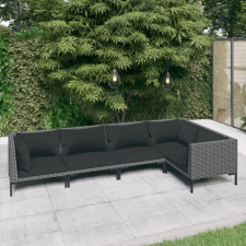 vidaXL 5-részes sötétszürke polyrattan kerti bútorszett párnákkal kerti bútor