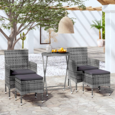 vidaXL 5 részes szürke polyrattan és edzett üveg kerti bisztrószett kerti bútor