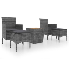 vidaXL 5 részes szürke polyrattan és tömör akácfa kerti bisztrószett (3058373) kerti bútor