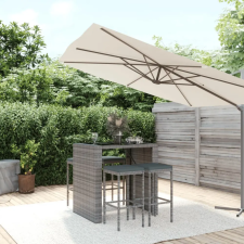 vidaXL 5-részes szürke polyrattan kerti bárszett párnákkal kerti bútor