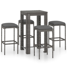vidaXL 5 részes szürke polyrattan kerti bárszett párnákkal (3064779) kerti bútor