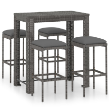 vidaXL 5 részes szürke polyrattan kerti bárszett párnákkal (3064782) kerti bútor