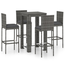 vidaXL 5 részes szürke polyrattan kerti bárszett párnákkal (3064795) kerti bútor
