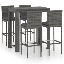 vidaXL 5 részes szürke polyrattan kerti bárszett párnákkal (3064797) kerti bútor