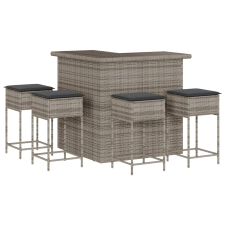 vidaXL 5 részes szürke polyrattan kerti bárszett párnákkal (3261505) kerti bútor
