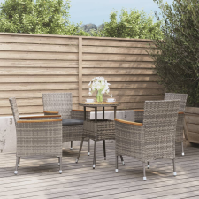 vidaXL 5-részes szürke polyrattan kerti bisztrógarnitúra párnákkal kerti bútor