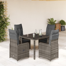 vidaXL 5 részes szürke polyrattan kerti bisztrógarnitúra párnákkal kerti bútor