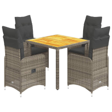 vidaXL 5 részes szürke polyrattan kerti bisztrógarnitúra párnákkal (3277020) kerti bútor