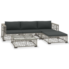 vidaXL 5-részes szürke polyrattan kerti bútorszett párnákkal (46808) kerti bútor