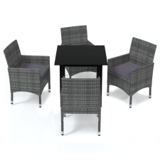 vidaXL 5 részes szürke polyrattan kerti étkezőgarnitúra párnákkal (3094980) kerti bútor