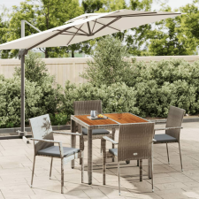 vidaXL 5 részes szürke polyrattan kerti étkezőgarnitúra párnával kerti bútor