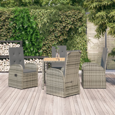 vidaXL 5 részes szürke polyrattan kerti étkezőgarnitúra párnával kerti bútor