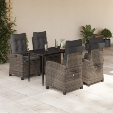vidaXL 5 részes szürke polyrattan kerti étkezőgarnitúra párnával kerti bútor