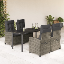 vidaXL 5 részes szürke polyrattan kerti étkezőgarnitúra párnával kerti bútor