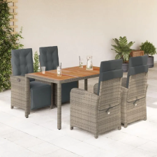 vidaXL 5 részes szürke polyrattan kerti étkezőgarnitúra párnával kerti bútor