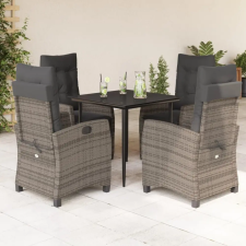 vidaXL 5 részes szürke polyrattan kerti étkezőgarnitúra párnával kerti bútor