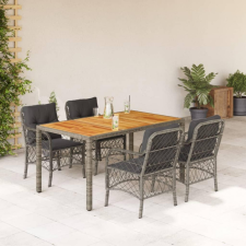vidaXL 5 részes szürke polyrattan kerti étkezőgarnitúra párnával kerti bútor