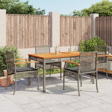 vidaXL 5 részes szürke polyrattan kerti étkezőgarnitúra párnával kerti bútor