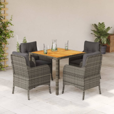 vidaXL 5 részes szürke polyrattan kerti étkezőgarnitúra párnával kerti bútor