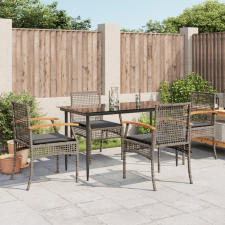 vidaXL 5 részes szürke polyrattan kerti étkezőgarnitúra párnával kerti bútor