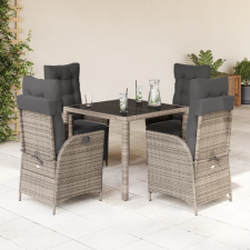 vidaXL 5 részes szürke polyrattan kerti étkezőgarnitúra párnával kerti bútor