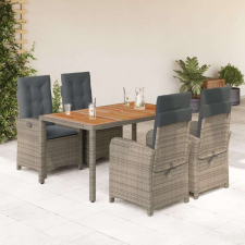 vidaXL 5 részes szürke polyrattan kerti étkezőgarnitúra párnával kerti bútor