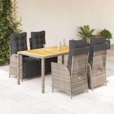 vidaXL 5 részes szürke polyrattan kerti étkezőgarnitúra párnával kerti bútor