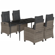 vidaXL 5 részes szürke polyrattan kerti étkezőgarnitúra párnával (3212786) kerti bútor