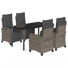 vidaXL 5 részes szürke polyrattan kerti étkezőgarnitúra párnával (3212998) kerti bútor