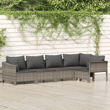 vidaXL 5 részes szürke polyrattan kerti ülőgarnitúra párnákkal kerti bútor