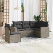 vidaXL 5 részes szürke polyrattan kerti ülőgarnitúra párnákkal kerti bútor