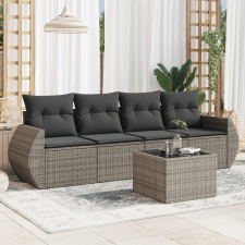 vidaXL 5 részes szürke polyrattan kerti ülőgarnitúra párnákkal kerti bútor