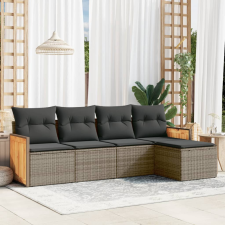 vidaXL 5 részes szürke polyrattan kerti ülőgarnitúra párnákkal kerti bútor