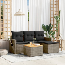 vidaXL 5 részes szürke polyrattan kerti ülőgarnitúra párnákkal kerti bútor