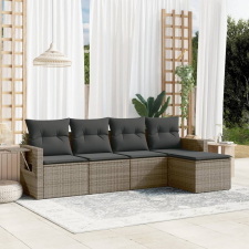 vidaXL 5 részes szürke polyrattan kerti ülőgarnitúra párnákkal kerti bútor