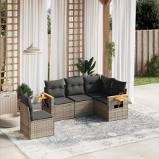 vidaXL 5 részes szürke polyrattan kerti ülőgarnitúra párnákkal kerti bútor