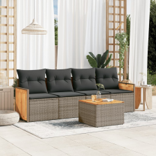 vidaXL 5 részes szürke polyrattan kerti ülőgarnitúra párnákkal kerti bútor