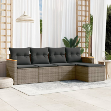 vidaXL 5 részes szürke polyrattan kerti ülőgarnitúra párnákkal kerti bútor
