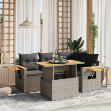 vidaXL 5 részes szürke polyrattan kerti ülőgarnitúra párnákkal kerti bútor