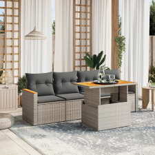 vidaXL 5 részes szürke polyrattan kerti ülőgarnitúra párnákkal kerti bútor