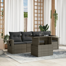 vidaXL 5 részes szürke polyrattan kerti ülőgarnitúra párnákkal kerti bútor