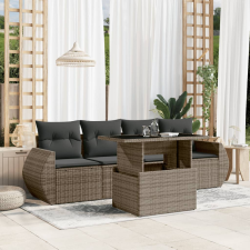 vidaXL 5 részes szürke polyrattan kerti ülőgarnitúra párnákkal kerti bútor