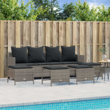 vidaXL 5 részes szürke polyrattan kerti ülőgarnitúra párnákkal kerti bútor
